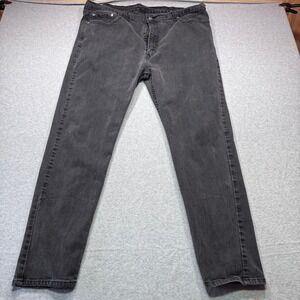 Levis 502 Regular Taper Mens Jeans 44x34 Faded Black Gray Denim Zip Fly
